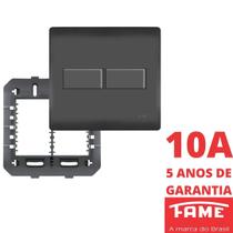 Interruptor Paralelo Three Way 2 Teclas 10A Com Placa 4x4 Habitat Black FAME