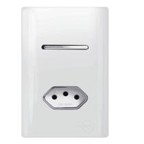 Interruptor Paralelo + Tomada Universal 2P+T 10A Cromado com Placa 4x2 Branco - DC-120020 - NOVARA