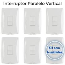 Interruptor Paralelo Vertical Mec-tronic Branco com Placa 4x2 - Kit c/ 6 unidades