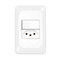 Interruptor Pial Pop 1 Tecla Simples + 1 Tomada 2P + T 10A com Placa 4X2