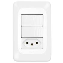 Interruptor Pial Pop 2 Tecla Simples + 1 Tomada 2P + T 10A com Placa 4X2 Interruptor Pial Pop 2 Tecla Simples + 1 Tomada 2P + T 10A com Placa 4X2