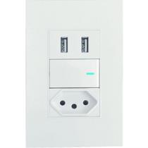 Interruptor Premium De Parede Com Tomada Simples E Entrada Dupla USB Para Embutir