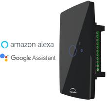 Interruptor Preto Smart Touch Wifi Google Alexa 1 Tecla