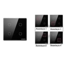 Interruptor Preto Wifi 4 Botões Inteligente 4X4 Alexa Google