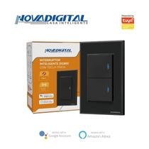 Interruptor Preto Zigbee 2 Teclas Fisica Led 4x2 Tuya Alexa NFZB-02-B