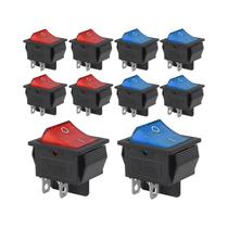 Interruptor Rocker KCD2 KCD4 Iluminado Em Vermelho 15/30A 250V 4 Pinos DPST Pesado on off 10pcs 120V