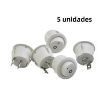 Interruptor Rocker Mini Redondo Branco De 2 Pinos SPST ON-OFF 20mm 12V Para Van De Camping Motorhome