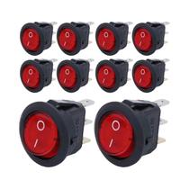 Interruptor Rocker Redondo LED Vermelho para Barco - 8 Peças, 20A 12V, 3 Pinos, 2 Posições