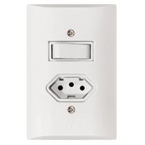 Interruptor Simples 1 Tecla + Tomada 2p+t 20A Com Espelho Branco Bivolt 127v e 250v