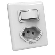 Interruptor Simples 10A 1 Tecla e Tomada Branco Linha E SX Enerbras