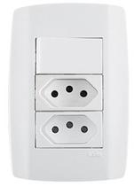 Interruptor Simples 10A 250V C/2Tomada 10A Branca Ilumi 80203