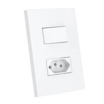 Interruptor Simples 10A 4x2 1 Tecla e Tomada 10A Branco Dubai Enerbras