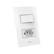 Interruptor Simples 10A 4X2 1 Tecla e Tomada Branco Beleze Enerbras