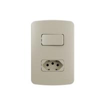 Interruptor Simples 10A e Tomada 2P+T 10A MarGirius B3 Colors com Placa 4x2 Pérola