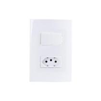 Interruptor Simples 10a E Tomada 2p+t 10a Margirius Sleek Com Placa 4x2 Branco Branco Interruptor Simples 10a E Tomada 2p+t 10a Margirius Sleek Com Placa 4x2 Branco Branco