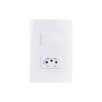 Interruptor Simples 10A e Tomada 2P+T 10A MarGirius Sleek com Placa 4x2 Branco
