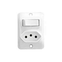 Interruptor Simples 10A e Tomada 2p+t 20A 250V Retangular Branco - Pezzi