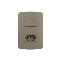 Interruptor Simples 10A e Tomada 2P+T 20A MarGirius B3 Colors com Placa 4x2 Argila