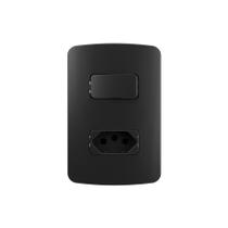 Interruptor Simples 10A e Tomada 2P+T 20A MarGirius B3 Colors com Placa 4x2 Preto Ebony Interruptor Simples 10A e Tomada 2P+T 20A MarGirius B3 Colors com Placa 4x2 Preto Ebony