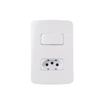Interruptor Simples 10a E Tomada 2p+t 20a Margirius B3 Com Placa 4x2 Branco Branco Interruptor Simples 10a E Tomada 2p+t 20a Margirius B3 Com Placa 4x2 Branco Branco