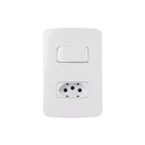 Interruptor Simples 10A e Tomada 2P+T 20A MarGirius B3 com Placa 4x2 Branco
