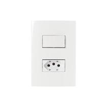 Interruptor Simples 10a E Tomada 2p+t 20a Margirius Sleek Com Placa 4x2 Branco Branco