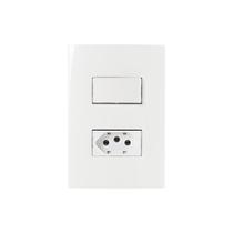 Interruptor Simples 10A e Tomada 2P+T 20A MarGirius Sleek com Placa 4x2 Branco Interruptor Simples 10A e Tomada 2P+T 20A MarGirius Sleek com Placa 4x2 Branco