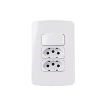 Interruptor Simples 10a E Tomada Dupla 2p+t 20a Margirius B3 Com Placa 4x2 Branco Branco Interruptor Simples 10a E Tomada Dupla 2p+t 20a Margirius B3 Com Placa 4x2 Branco Branco