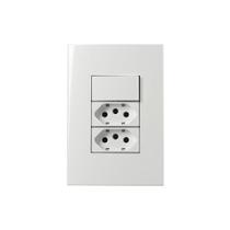 Interruptor Simples 10a E Tomada Dupla 2p+t 20a Margirius Sleek Com Placa 4x2 Branco Branco Interruptor Simples 10a E Tomada Dupla 2p+t 20a Margirius Sleek Com Placa 4x2 Branco Branco