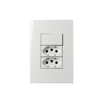 Interruptor Simples 10A e Tomada Dupla 2P+T 20A MarGirius Sleek com Placa 4x2 Branco Interruptor Simples 10A e Tomada Dupla 2P+T 20A MarGirius Sleek com Placa 4x2 Branco