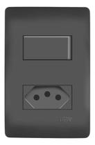 Interruptor Simples 10a Tomada 2p+t 20a Habitat Black Fame