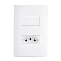 Interruptor Simples 16A 4x2 1 Tecla e Tomada 10A Branco Habitat Fame