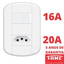 Interruptor Simples 16A e Tomada Padrão 2P+T 20A Com Placa Blanc Mais FAME