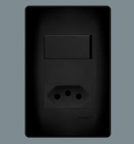 Interruptor Simples 16A + Tomada 10A Placa 4X2 Habitat Black - FAME