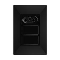 Interruptor Simples 2 Teclas + Tomada 10A 2p+t Com Espelho Black Linha Dubai Bivolt 127v e 250v