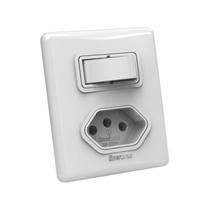 Interruptor Simples 20A 1 Tecla e Tomada Branco Linha E SX Enerbras