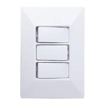 Interruptor Simples 3 Teclas 10A Com Placa Espelho Branco Bivolt 127v e 250v Linha Dubai