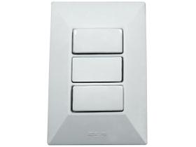 Interruptor Simples 3 Teclas 10A Com Placa Espelho Branco Linha Dubai
