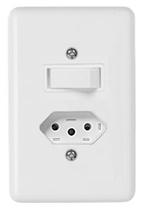 Interruptor Simples C/ Tomada Fixa 2P+T 6/10A 250V Branco Ilumi 20200 Interruptor Simples C/ Tomada Fixa 2P+T 6/10A 250V Branco Ilumi 20200