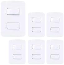 Interruptor Simples Duplo 10A Conjunto 4x2 - Kit 6 Und