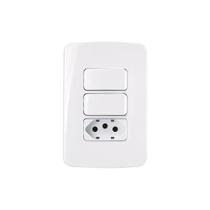 Interruptor Simples Duplo 10a E Tomada 2p+t 20a Margirius B3 Com Placa 4x2 Branco Interruptor Simples Duplo 10a E Tomada 2p+t 20a Margirius B3 Com Placa 4x2 Branco