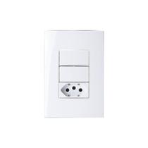Interruptor Simples Duplo 10a E Tomada 2p+t 20a Margirius Sleek Com Placa 4x2 Branco Interruptor Simples Duplo 10a E Tomada 2p+t 20a Margirius Sleek Com Placa 4x2 Branco