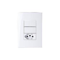 Interruptor Simples Duplo 10A e Tomada 2P+T 20A MarGirius Sleek com Placa 4x2 Branco