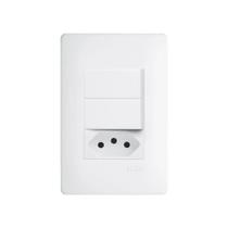 Interruptor Simples Duplo e Tomada 2P+T 10A Fame Habitat com Placa 4x2