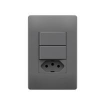 Interruptor Simples Duplo e Tomada 2P+T 10A Fame Habitat Onix com Placa 4x2 Interruptor Simples Duplo e Tomada 2P+T 10A Fame Habitat Onix com Placa 4x2