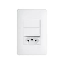Interruptor Simples Duplo E Tomada 2p+t 20a Fame Habitat Com Placa 4x2 Branco Interruptor Simples Duplo E Tomada 2p+t 20a Fame Habitat Com Placa 4x2 Branco