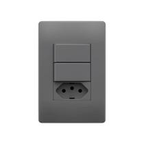 Interruptor Simples Duplo E Tomada 2p+t 20a Fame Habitat Onix Com Placa 4x2 Onix Interruptor Simples Duplo E Tomada 2p+t 20a Fame Habitat Onix Com Placa 4x2 Onix