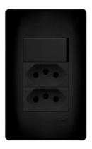 Interruptor Simples e 2 Tomadas Pretas 2P+T 20A/250V - Fame Interruptor Simples e 2 Tomadas Pretas 2P+T 20A/250V - Fame