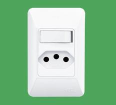 Interruptor Simples e Tomada 2p+t 10a/250v Sistema Externo - Fame Interruptor Simples e Tomada 2p+t 10a/250v Sistema Externo - Fame