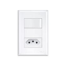 Interruptor Simples E Tomada 2p+t 10a Fame Evidence Com Placa 4x2 Branco